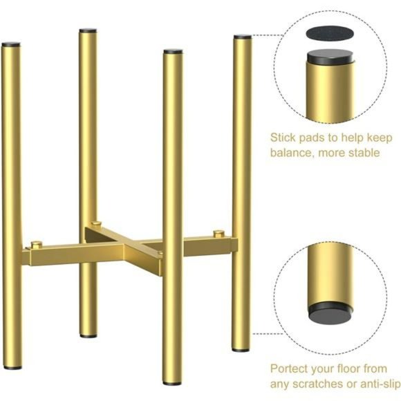 Plant Stand, Metal Plant Stands Adjustable for 8 - 12 inches Pot, Gold 1Pack - Picture 4 of 6